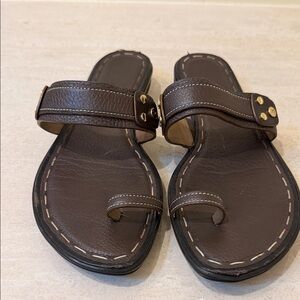 Brown Leather Colehaan Sandals with Gold Accents